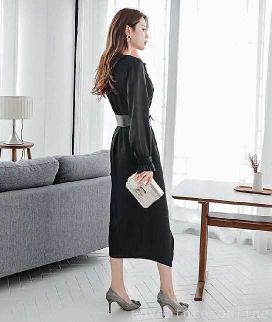 レビュー高評価商品 ランキング常連 即納OK レディース 店長太鼓判 今だけ ジッパー ハイウエスト ワンピース 袖あり ワンステップスカート Vネック レース シフォンスカート 長袖 プリンセススリーブ 即納対応中