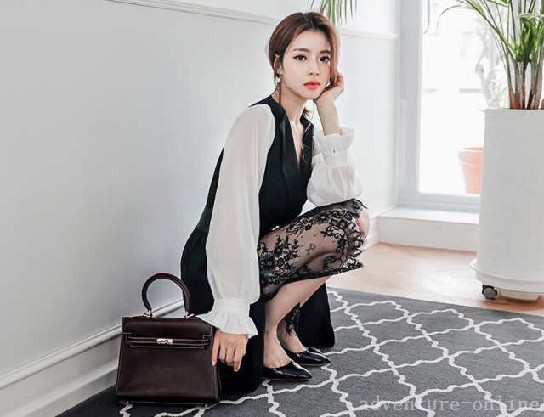 レビュー高評価商品 ランキング常連 即納OK レディース 店長太鼓判 今だけ ジッパー ハイウエスト ワンピース 袖あり ワンステップスカート Vネック レース シフォンスカート 長袖 プリンセススリーブ 即納対応中