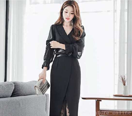 レビュー高評価商品 ランキング常連 即納OK レディース 店長太鼓判 今だけ ジッパー ハイウエスト ワンピース 袖あり ワンステップスカート Vネック レース シフォンスカート 長袖 プリンセススリーブ 即納対応中