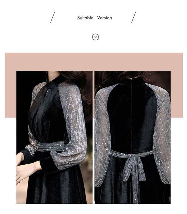 ランキング常連 生活快適特集 ギフトにも最適 ピアノ発表会 今だけ 母親 ピアノ 黒ドレス 収納便利 ベロア 演奏 ワンピース 演奏会 キラキラ ロングドレス 長袖 大人 袖付き 発表会 結婚式 秋冬 ドレス お買い得プライス クリスマスギフト