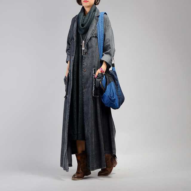 話題商品 売上急増中 数量限定入荷 レディース 家中時間充実化 店長太鼓判 チェスターコート デニム ジャケット ロング 春秋 アウター ロングデニムコート 在庫わずか 超ロングコート 黒 コーディガン 防寒対策