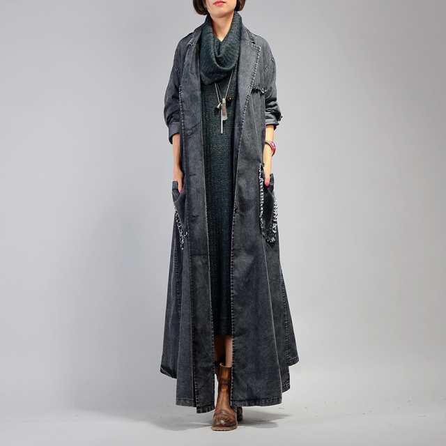 話題商品 売上急増中 数量限定入荷 レディース 家中時間充実化 店長太鼓判 チェスターコート デニム ジャケット ロング 春秋 アウター ロングデニムコート 在庫わずか 超ロングコート 黒 コーディガン 防寒対策