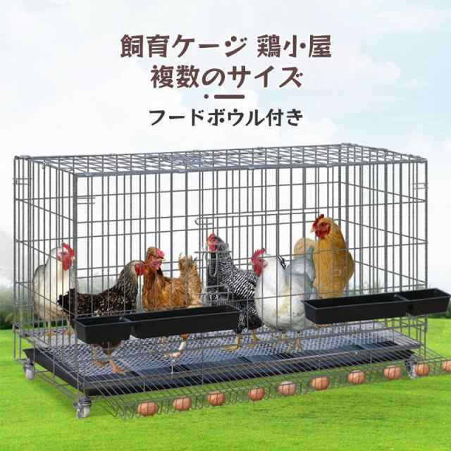 鶏小屋 チキンケージ飼育ケージ 特大世帯折りたたみ鶏小屋 自動エッグロールケージ トレー、水槽、フードボウル付き 複数のサイズ。の通販は