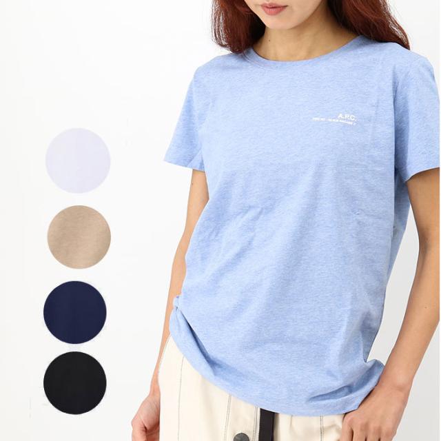 A.P.C. APC アーペーセー COEOP F26012 半袖Tシャツ クルーネック カットソー ロゴT レディース 白 黒 ネイビー ベージュ スカイブルーの通販は