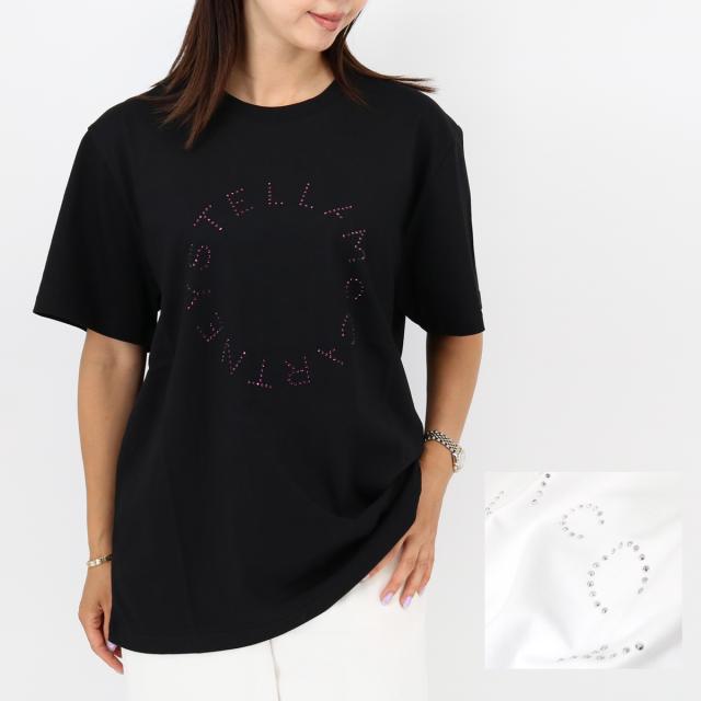 STELLA McCARTNEY ステラマッカートニー 6J0158 3SPX38 レディース半袖Tシャツ ラインストーン ディアマンテ ロゴTシャツ クルーネック SS TEE カットソー ブランドの通販は