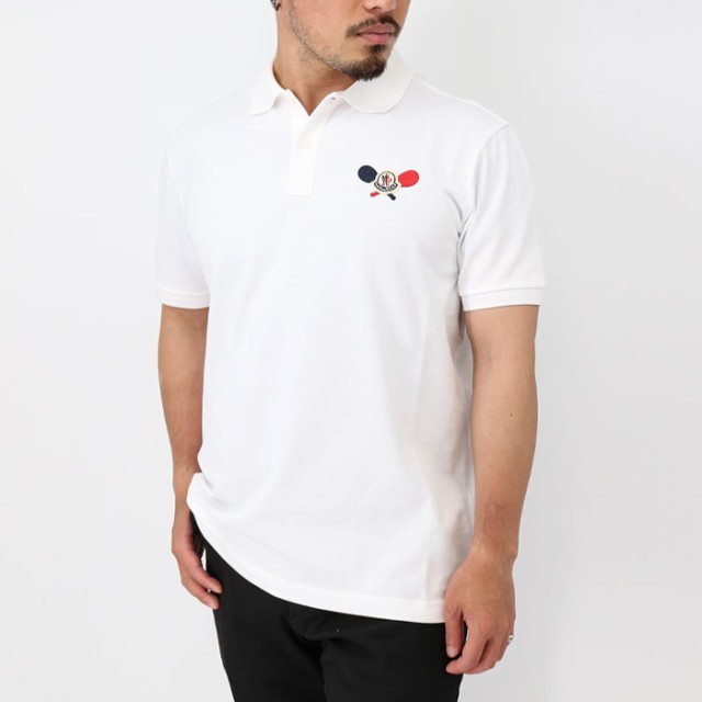 MONCLER モンクレール メンズポロシャツ 8A00009 SS POLO 半袖 白 ロゴパッチ 襟 ブランド