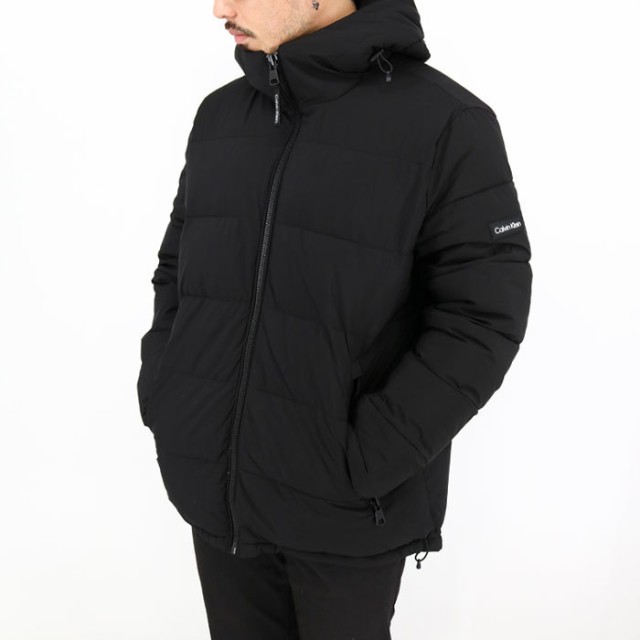 Calvin Klein カルバンクライン CM052418 メンズ中綿アウター HOODED PUFFER JACKET ジャンパー ブルゾン 防寒 ロゴ BLACK ブランド