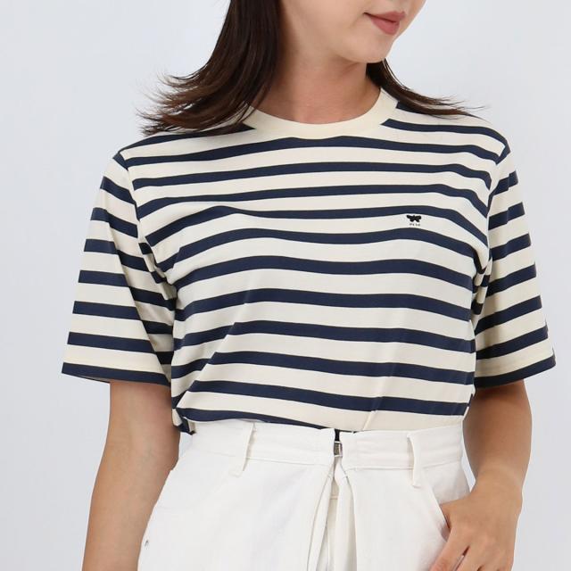 WEEKEND MAX MARA ウィークエンドマックスマーラ DEODARA 013/NAVY CREAM レディースTシャツ 半袖 クルーネック カットソー コットン ロゴ ボーダー ワンポイント ブランドの通販は