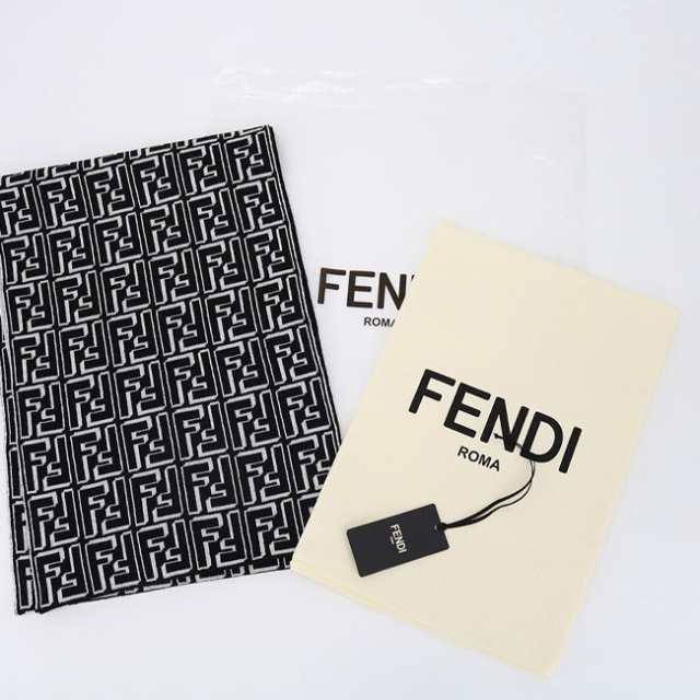 FENDI フェンディ ロゴマフラー FXS124 ALGS レディース メンズ ウール FF柄 ズッカ柄 ユニセックス プレゼント BIANCO/NERO ブランド