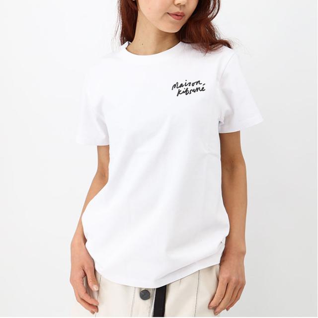 MAISON KITSUNE メゾン キツネ レディースTシャツ IW00131KJ0035 P100 ミニ ハンドライティング クラシック ロゴ 半袖 クルーネック SS Tの通販は