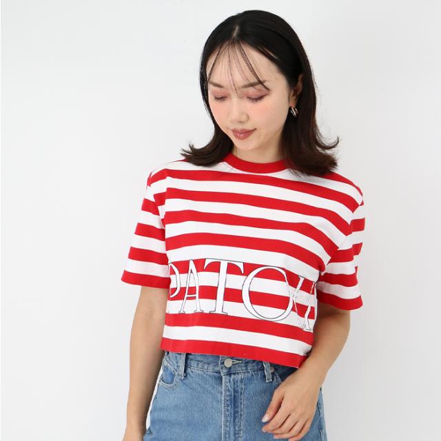 PATOU パトゥ JE1099990 レディースロゴTシャツ ボーダーTシャツ  