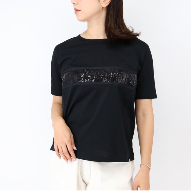 HERNO ヘルノ JG000204D 52006 レディースTシャツ スパンコール SS TEE 半袖 クルーネック カットソー ブランド