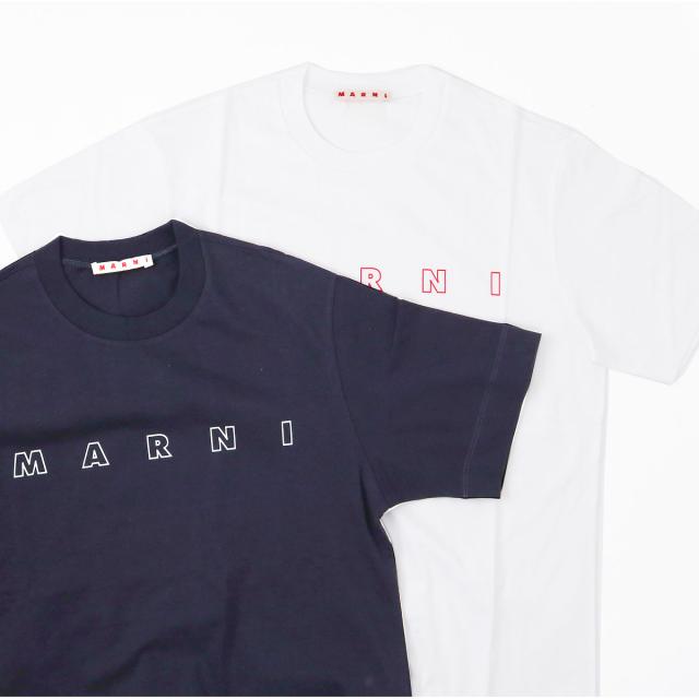 ■MARNI KIDS マルニ キッズ 大人もOK ロゴTシャツ M01466 M00RF 半袖ロゴ ロゴT SS TEE クルーネック トップス 白 ネイビー 子供服 レディース ブランドの通販は