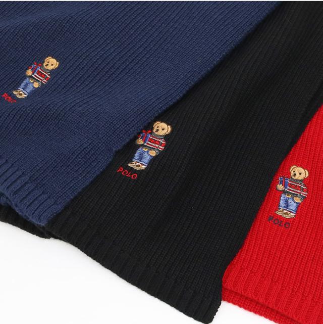 POLO RALPH LAUREN ポロラルフローレン ニットマフラー PC1181 RIBBED HOLIDAY BEAR SCARF ポロベアー 男女兼用 メンズ レディース 通勤 通学 ウール プレゼント ギフト ブランドの通販は
