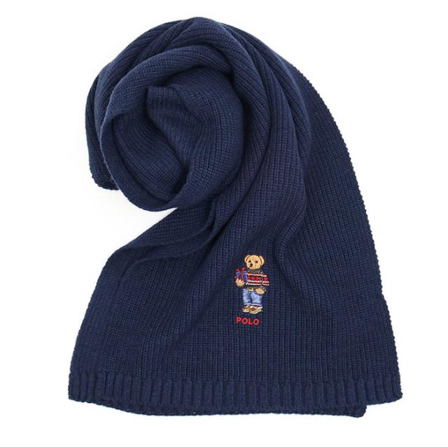POLO RALPH LAUREN ポロラルフローレン ニットマフラー PC1181 RIBBED HOLIDAY BEAR SCARF ポロベアー 男女兼用 メンズ レディース 通勤 通学 ウール プレゼント ギフト ブランドの通販は