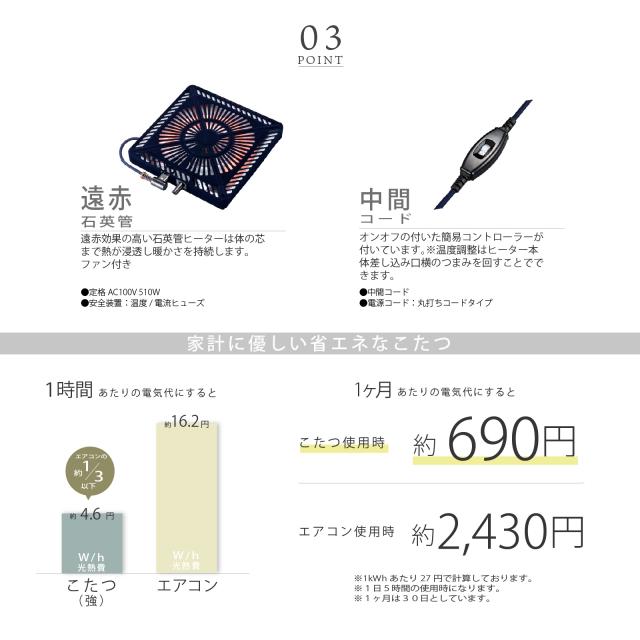 こたつテーブル 長方形 105×65cm モルタル調 石目調メラミン×オーク