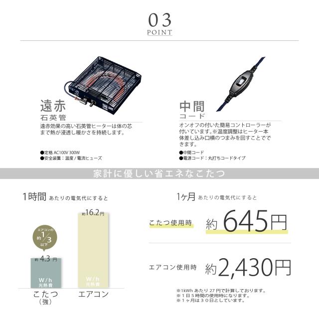 こたつ テーブル形 75cm こたつ おしゃれ 丸型こたつ かわいい ミニ 小さめ 家具 木 北欧 丸 一人用 一人暮らし_8