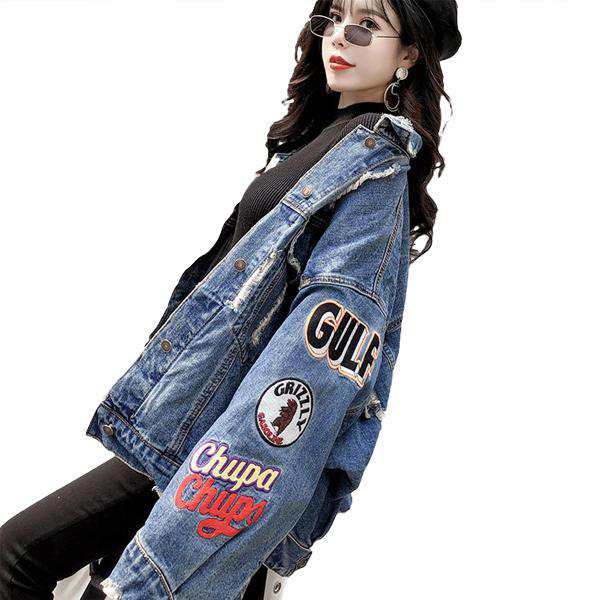 デニムジャケット パーカー Gジャン レディース アウター デニム 長袖 ジージャン コート ミディアム丈 韓国風 着痩せ ゆったり きれいめの通販は 5,454円