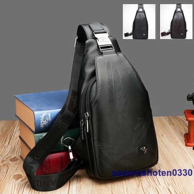 ボディバッグ メンズ 本革 2way 縦型 斜め掛け ショルダーバッグ 自転車 鞄 レザー ワンショルダー カジュアル 機能性の通販は