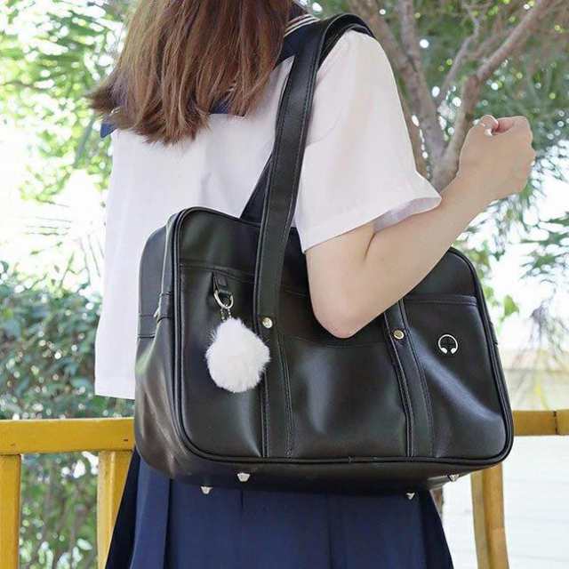 スクールバッグ合皮通学女子高生イーストボーイトートバッグ防水PU素材イヤホン穴付き鋲が付き手提げショルダーバッグカジュアル制服JK制の通販は abmoghatari.ir