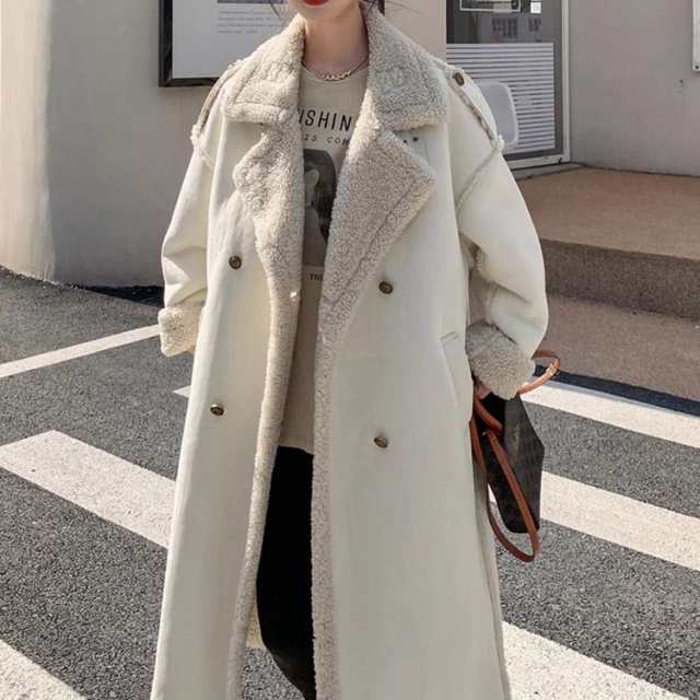ロングコート レディース 冬 暖かい かわいい ボア コート ムートン アウター 韓国 ロング丈 厚手 襟 ムートンコート 白 スタンドカラー