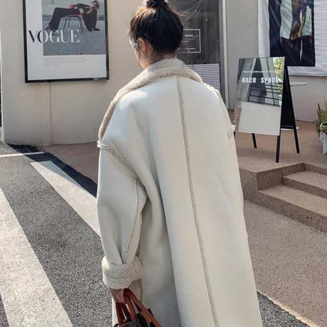 ロングコート レディース 冬 暖かい かわいい ボア コート ムートン アウター 韓国 ロング丈 厚手 襟 ムートンコート 白 スタンドカラー