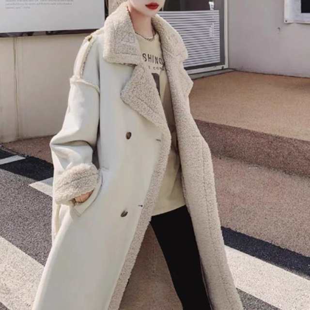 ロングコート レディース 冬 暖かい かわいい ボア コート ムートン アウター 韓国 ロング丈 厚手 襟 ムートンコート 白 スタンドカラー