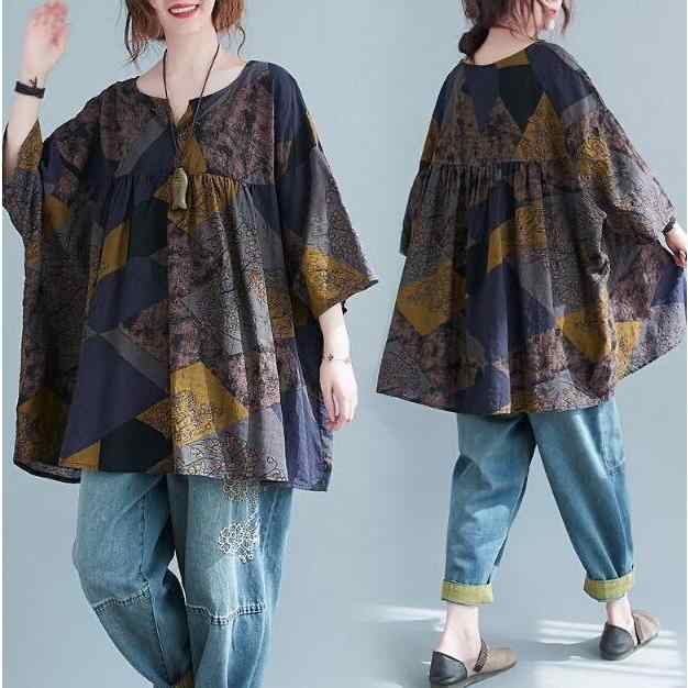 大きいサイズ レディース ポンチョチュニック オーバーサイズ ヤシ柄 体型カバー 夏 LL 3L 4L 5L 6L ブラウン レッド 新入荷の通販は 5,380円