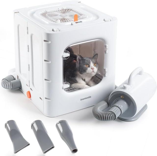 ペットドライヤー 乾燥 ペット乾燥箱 乾燥機 ドライボックスセット 30-55℃温度調整可能 1500W 無段階風速制御 ノズル3種付き 犬/猫