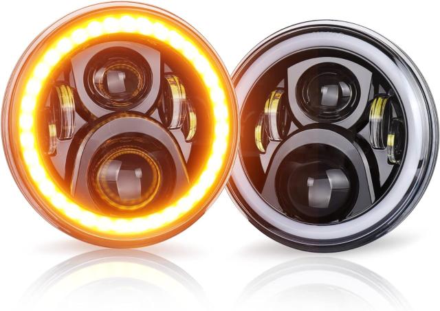 7インチ led ヘッドライト 二個セット ブラック