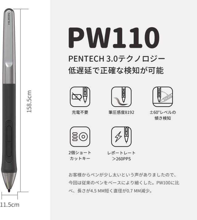 HUION Inspiroy 2 ペンタブレット 10.5x6.56インチ 8192段階 ペンタブ_2