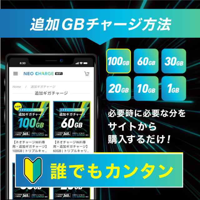 Amazon.co.jp: ネオチャージ Wi-Fi ポケットWi-Fi (初回100GB
