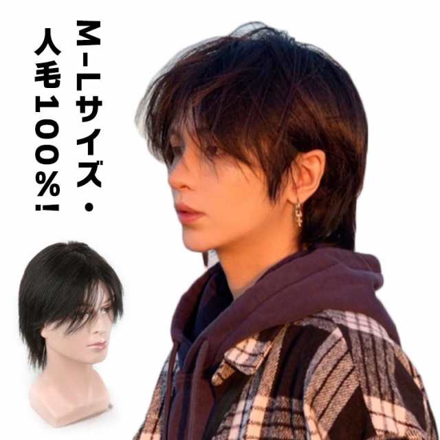 人毛100％! フルウィッグ ウイッグ メンズ 男性 かつら 自然 ビジネス用 人毛 ナチュラル ショート カツラ 黒髪 短髪 医療用 白髪隠し ボの通販は 5,782円