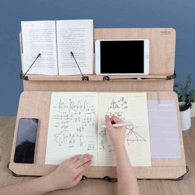 ブックスタンド 読書台 書見台 学習台 本立て 傾斜台 木製 大きいサイズ バリなし 片手でページをめくる ブッククリップ 14段階高さ調整の通販は