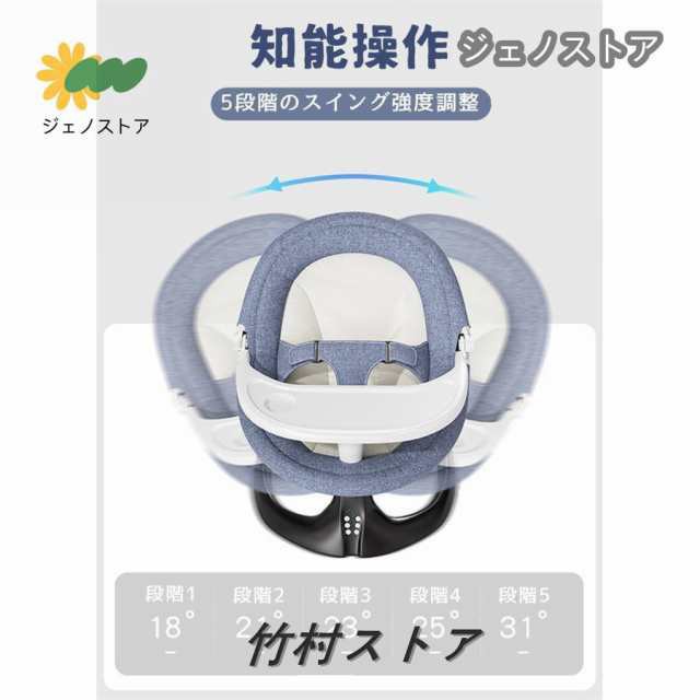 バウンサー 電動 スイング ベビーラック ベビーバウンサー 新生児 通気性 蚊帳 リクライニング機能 おもちゃ 持ち運びしやすい シンプルの通販は