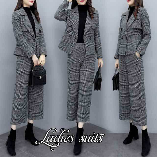 セットアップ レディース ブレザー ワイドパンツ 春 ジャケット トップス 春 冬 ハイウエスト ウエストゴム おしゃれ 長袖 卒業式 服の通販は 6,355円