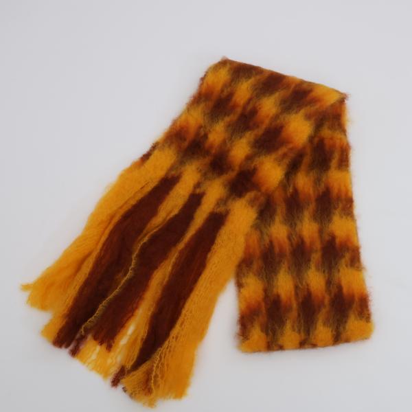 COUPON配布中 MANTAS EZCARAY / PATA DE GALLO モヘアストール IV  C/#66 PG-15F（オレンジ系）マンタスエスカライ マフラー 19,800円