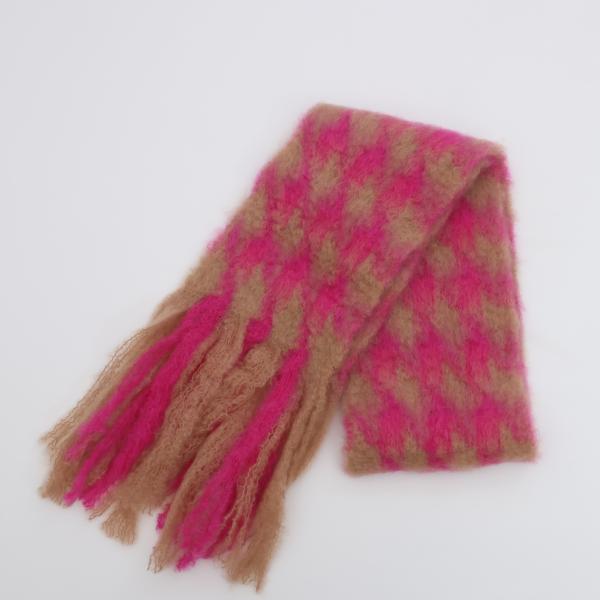 COUPON配布中 MANTAS EZCARAY / PATA DE GALLO モヘアストール IV  C/#74 PG-4F（ピンク系）マンタスエスカライ マフラー 19,800円