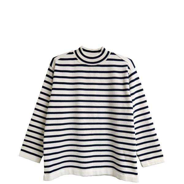 COUPON配布中 Yonetomi /WAVE COTTON BASQUE KNIT PULLOVER MOCK NECK ヨネトミ