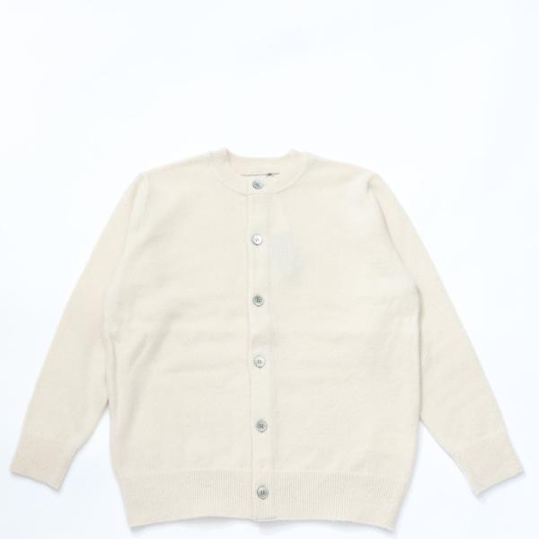 COUPON配布中　Yonetomi / CIRCLE KNIT CARDIGAN ECRU ヨネトミニューベーシック ウール カーディガン