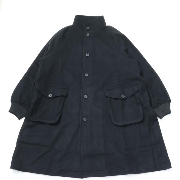 COUPON配布中 BASISBROEK / ISLAND bj-74 ウールメルトンスタンドカラーコート BLACK バージスブルック コート