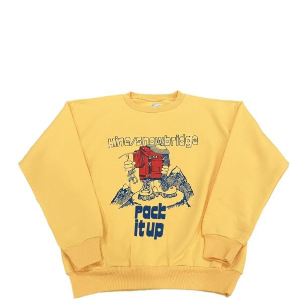 COUPON配布中 Hine snowbridge/ PRINTSWEAT YELLOW ハインスノウブリッジ スウェット　プルオーバー