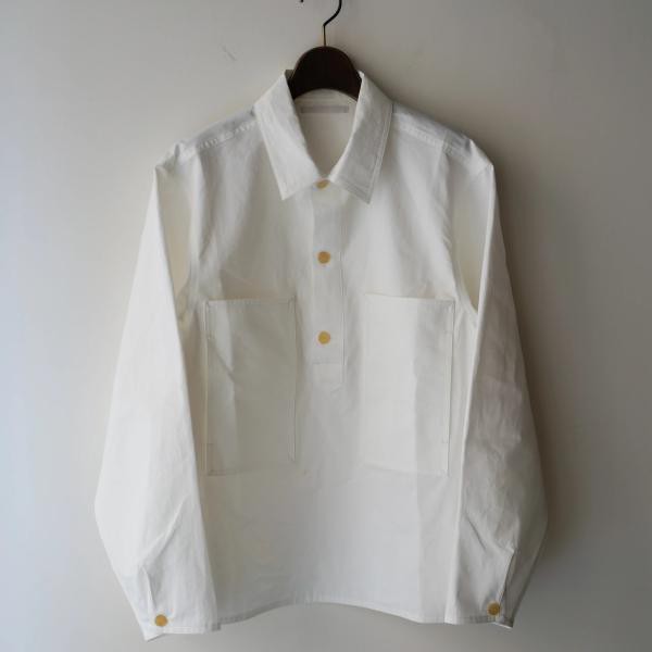 COUPON配布中HATSKI / Pullover Work Shirt HTK-24030 WHITE ハツキ　ワークシャツ　長超綿スーピマコットン