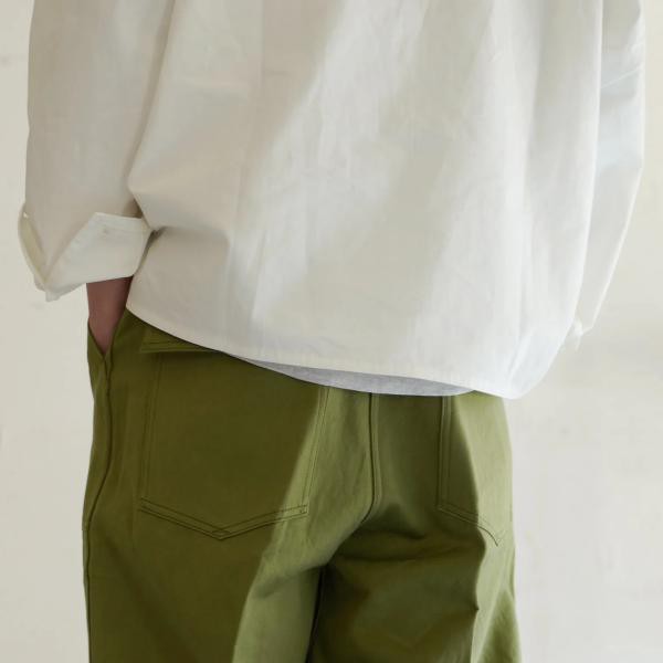 COUPON配布中HATSKI / Pullover Work Shirt HTK-24030 WHITE ハツキ　ワークシャツ　長超綿スーピマコットン