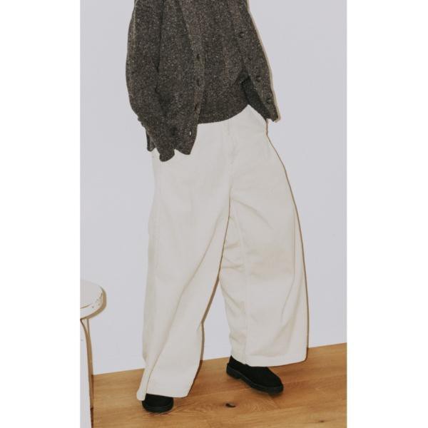 COUPON配布中　MEYAME / CORDUROY SIDE LINE WIDE PANTS　IVORY メヤメ コーデュロイ　パンツ