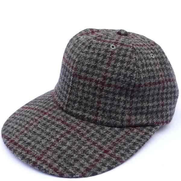 COUPON配布中　Riprap/ SEMI LONG BRIM CAP MOON & HARRIS TWEED GRAY&MAROON 帽子　キャップ ツイード ウール