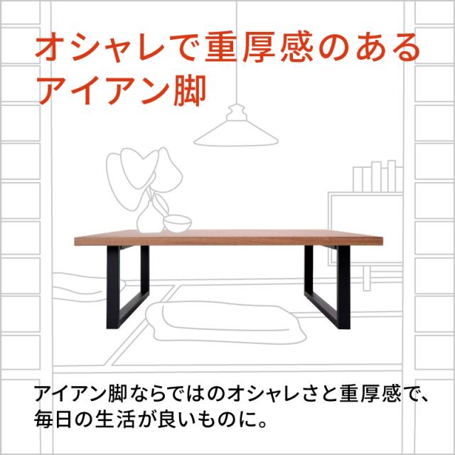 岐阜鉄の匠 【国産】 テーブル用アイアン脚 ツヤ消しブラック ロータイプ【ｶﾗﾊﾞﾘ: ツヤ消しブラック / プラチナメタリック 】 鉄脚 スチール脚 長方形 天板奥行き70〜100センチ用 撥水加工 付属ネジ/アジャスター付_2