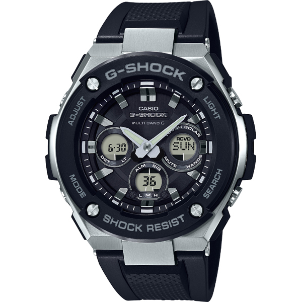 カシオ CASIO 正規品 時計 腕時計 G-SHOCK Gショック Gスチール ミッドサイズ 電波時計 タフソーラー メンズ ブランド GST-W300-1AJF G-STEELの通販は