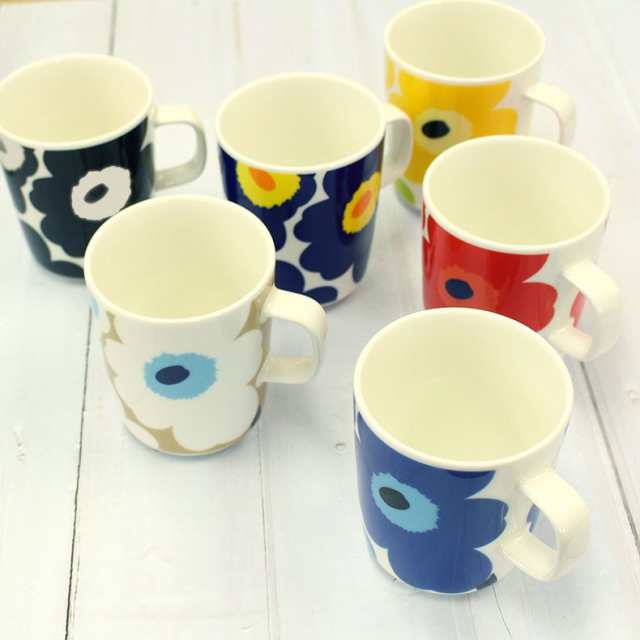 マリメッコ マグカップ ウニッコ 2個セット 250ml ヒョウ 豹 花柄 marimekko Unikko 取っ手付き コップ ペア 北欧 食器  おしゃれ レディ