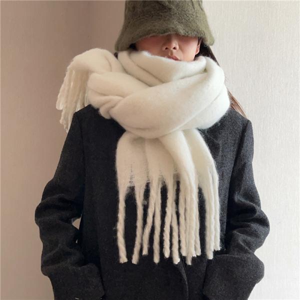 ★限定クーポン★マフラー ボリュームフリンジマフラー ストール ショール ロングマフラー カシミアタッチ レディース 防寒 暖かい 無地 大判 ポレロ 秋冬 軽量 マフラー